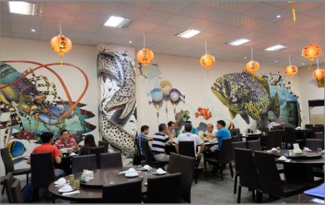 缙云海鲜餐厅墙体彩绘